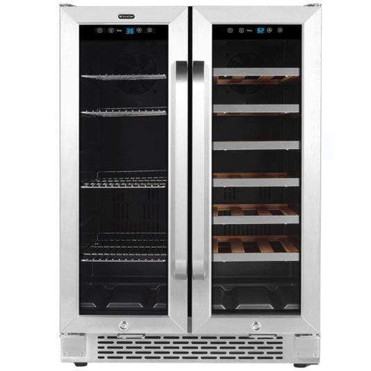 Whynter Beverage Refrigerators Whynter 24" Built-In French Door Dual Zone 20 Bottle Wine 60 Can Beverage Cooler