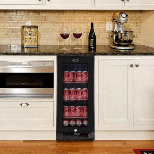 Whynter Beverage Refrigerators Whynter Built-in Black Glass 80-can capacity 3.4 cu ft. Beverage Refrigerator