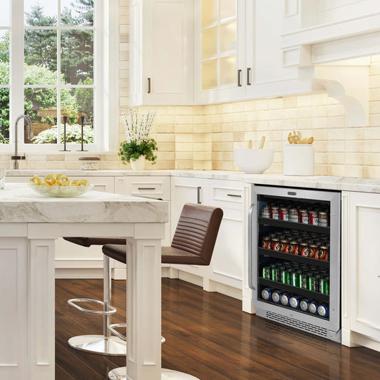 Whynter Whynter BBR-148SB 24 inch Built-In 140 Can Undercounter Stainless Steel Beverage Refrigerator with Reversible Door, Digital Control, Lock and Carbon Filter