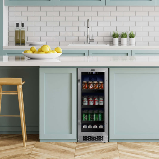 Whynter Whynter BBR-838SB 15 inch Built-In 80 Can Undercounter Stainless Steel Beverage Refrigerator with Reversible Door, Digital Control, Lock and Carbon Filter