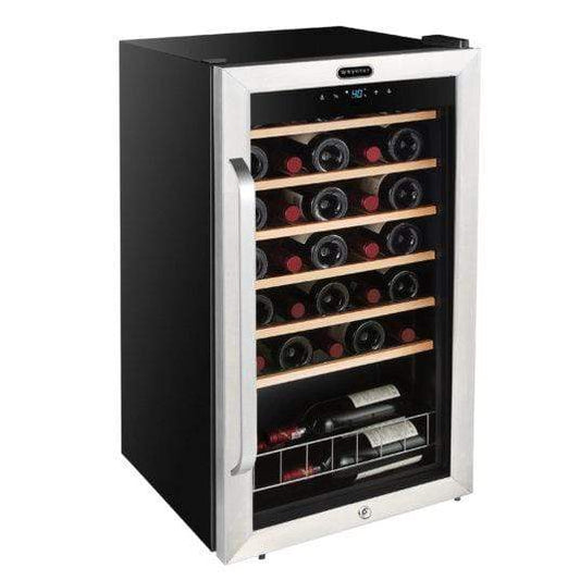 Whynter Wine Refrigerators Built in and Free Standing Whynter 34 Bottle Freestanding Stainless Steel Refrigerator with Display Shelf and Digital Control
