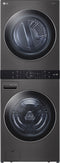 LG - 27 in. WashTower Laundry Center with 4.5 cu. ft. Front Load Washer and 7.4 cu. ft. Gas Dryer with Steam in Black Steel - WKGX201HBA