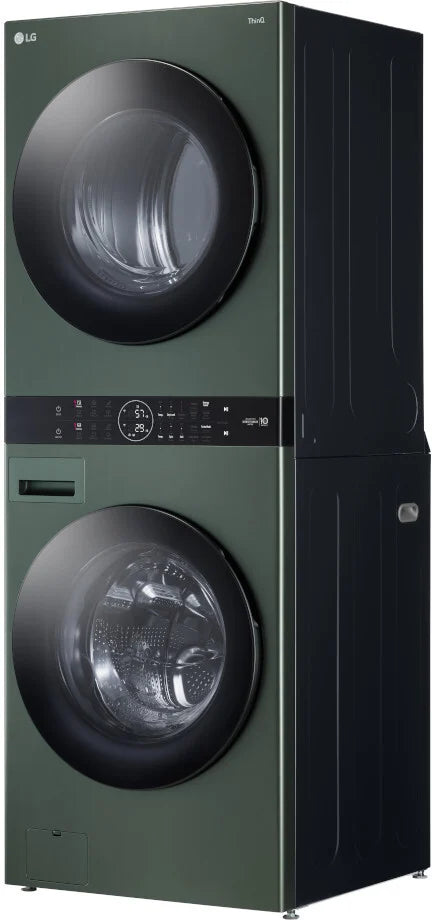 LG - 27 in. WashTower Laundry Center with 4.5 cu. ft. Front Load Washer and 7.4 cu. ft. Gas Dryer with Steam in Nature Green - WKGX201HGA