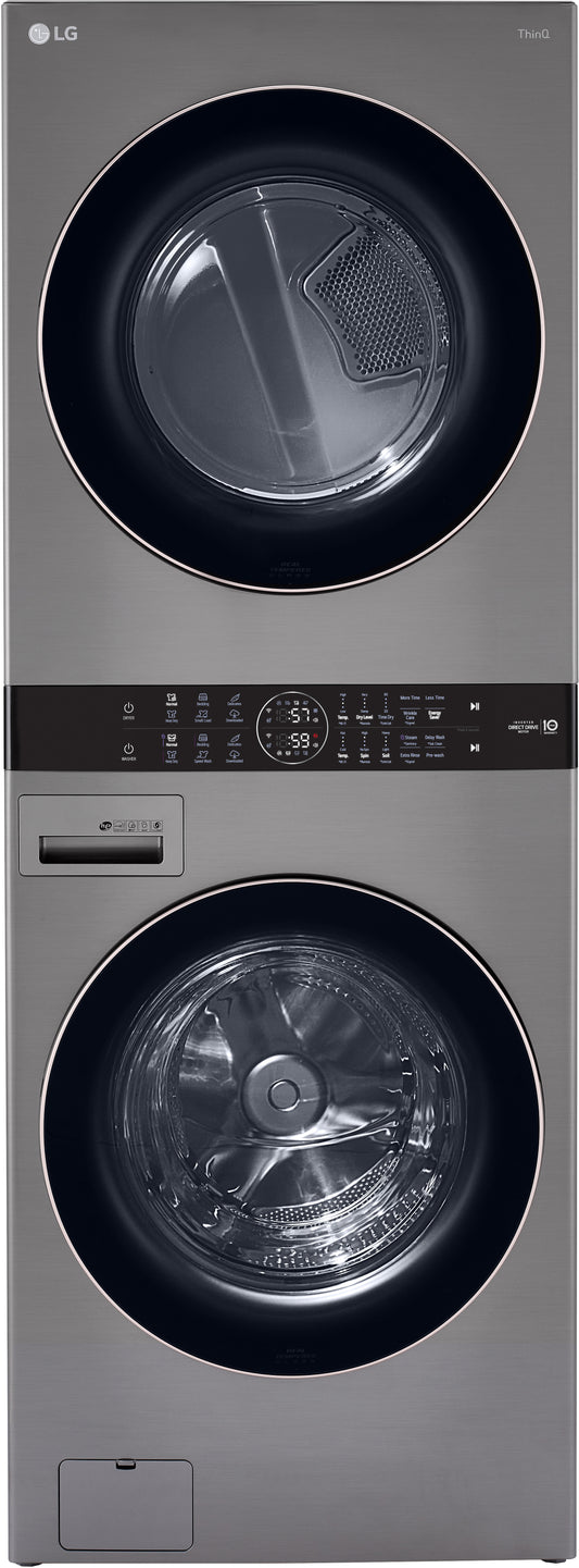 LG - 27 in. WashTower Laundry Center with 4.5 cu. ft. Front Load Washer and 7.4 cu. ft. Gas Dryer in Graphite Steel - WKG101HVA
