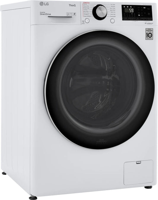LG - 24 in. W 2.4 cu. ft. Compact Stackable Smart Front Load Washer with Built-In Intelligence and Steam in White - WM1455HWA