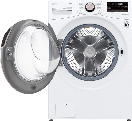 LG - 4.5 cu. ft. Large Capacity High Efficiency Stackable Smart Front Load Washer with TurboWash360 and Steam in White - WM4000HWA