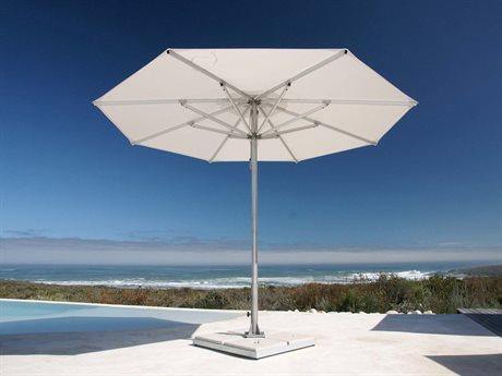 Woodline Table Umbrellas Woodline Shade Solutions Storm Aluminum 11.5' Octagon Pulley Lift Umbrella