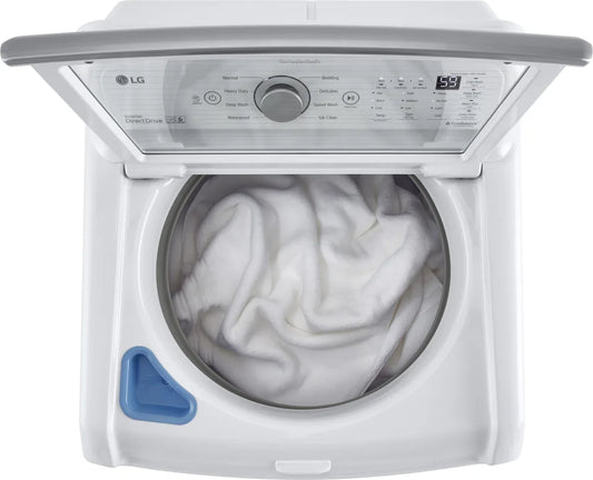 LG - 5 cu. ft. Large Capacity Top Load Washer with Impeller, NeveRust Drum, TurboDrum Technology in White - WT7150CW