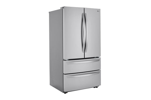 LG - 23 cu. ft. 4-Door French Door Refrigerator with Internal Water Dispenser in PrintProof Stainless Steel, Counter Depth - LMWC23626S