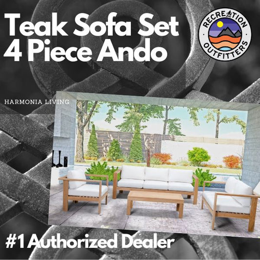 Harmonia Living - 4 Piece Ando Teak and Sunbrella Sofa Set - Available at Recreation Outfitters