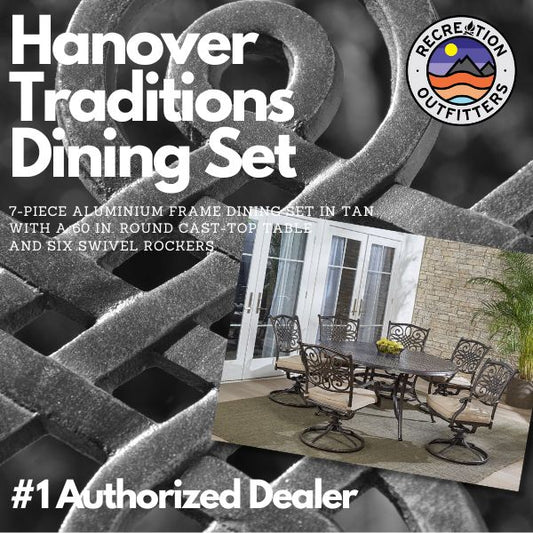 Hanover Traditions 7 Piece Dining Set Cast Aluminum Swivel Rockers Round Table TRADDN7PCSWRD6