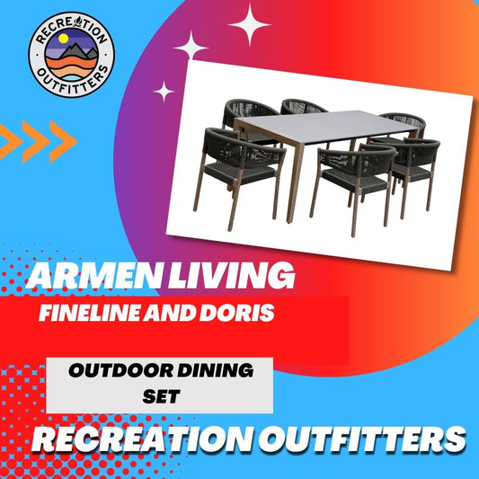 Armen Living | Fineline And Doris Indoor Outdoor 7 Piece Dining Set at Recreation Outfitters