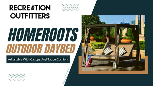 Homeroots - Outdoor Daybed Adjustable With Canopy And Taupe Cushions At Recreation Outfitters