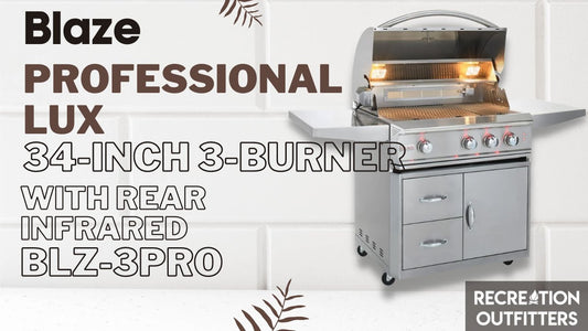 Blaze - Professional LUX 34-Inch 3-Burner Natural Gas Or Propane With Rear Infrared Burner BLZ-3PRO - Available at Recreation Outfitters