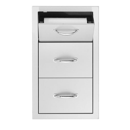 TruFlame - 17" Vertical 2-Drawer & Paper Towel Holder Combo Masonry | TF-TDC-17M
