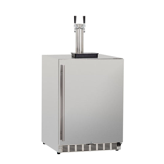 TruFlame - 24" 6.6C Deluxe Outdoor Rated Double Tap Kegerator | TF-RFR-24DK2