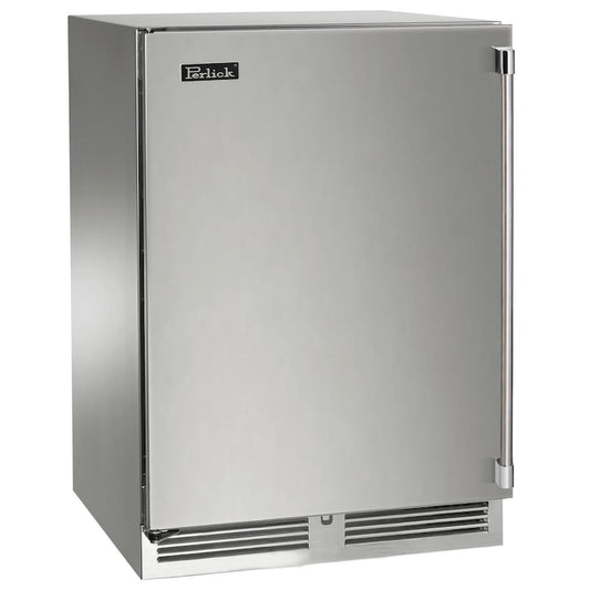 Perlick - Signature Series Shallow Depth 18" Depth Marine Grade Refrigerator with stainless steel solid door, with lock - HH24RM