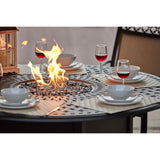 Darlee - Mountain View 7-Piece Patio Propane Fire Pit Dining Set with 60'' Round Fire Pit Dining Table and Fireglass  - 201610-7PC-60GD