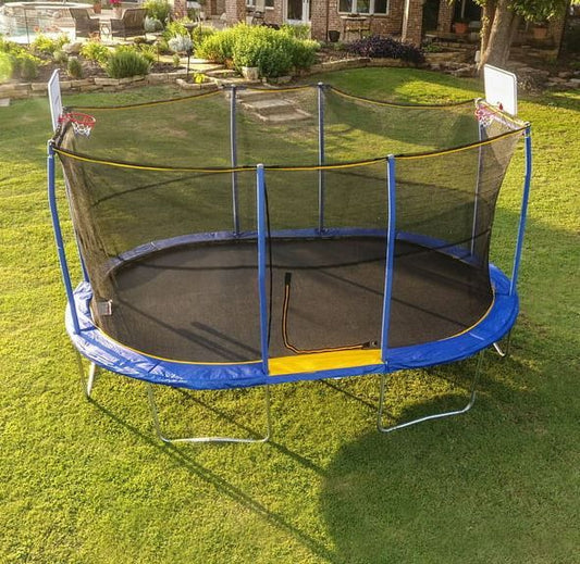 JumpKing - 10’ X 15’ Oval Trampoline With Basketball Hoop - JK1015OVWBH-DAL