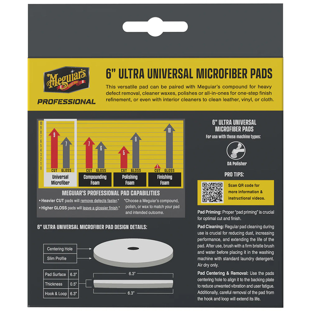 Meguiar's Professional 6" Ultra Universal Microfiber Pads *2-Pack [M6MFP2]