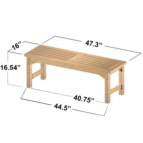 Westminster Teak - 4 ft Veranda Teak Backless Bench Perfect for Spa or Garden - 13940