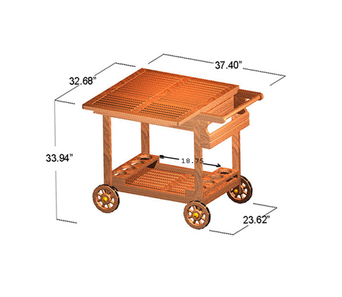 Westminster Teak - Alicante Teak Trolley Cart Lifetime Warranty - 17105
