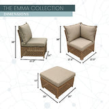 Mod Furniture - Emma 5-Piece Wicker Patio Conversation Set with Plush Boho Tan Cushions | EMMA5PC-TAN