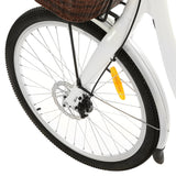 Ecotric 26inch White Lark Electric City Bike For Women with Basket and Rear Rack - NS-LAK26LCD-W