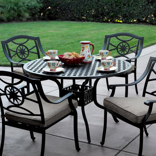 Darlee - Ten Star 5-Piece Patio Dining Set with Cushions and 48'' Round Dining Table  - DL503-5PC-30C