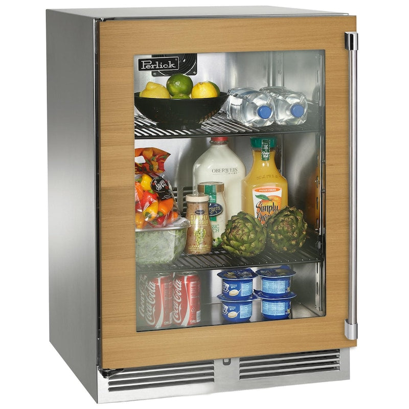 Perlick - 24" Signature Series Marine Grade Refrigerator with fully integrated panel-ready glass door, with lock - HP24RM