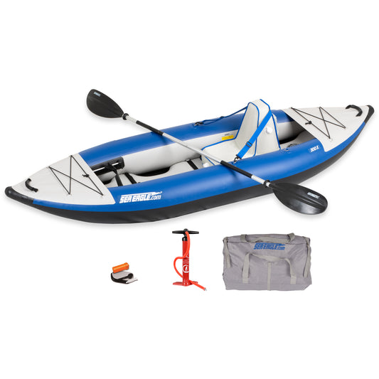 Sea Eagle - 300X Deluxe 1 Person 9'10" White/Blue Inflatable Explorer Kayak ( 300XK_D )