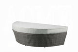 HomeRoots Outdoors  Beige Fabric And Gray Wicker Patio Canopy Daybed and Ottoman Set