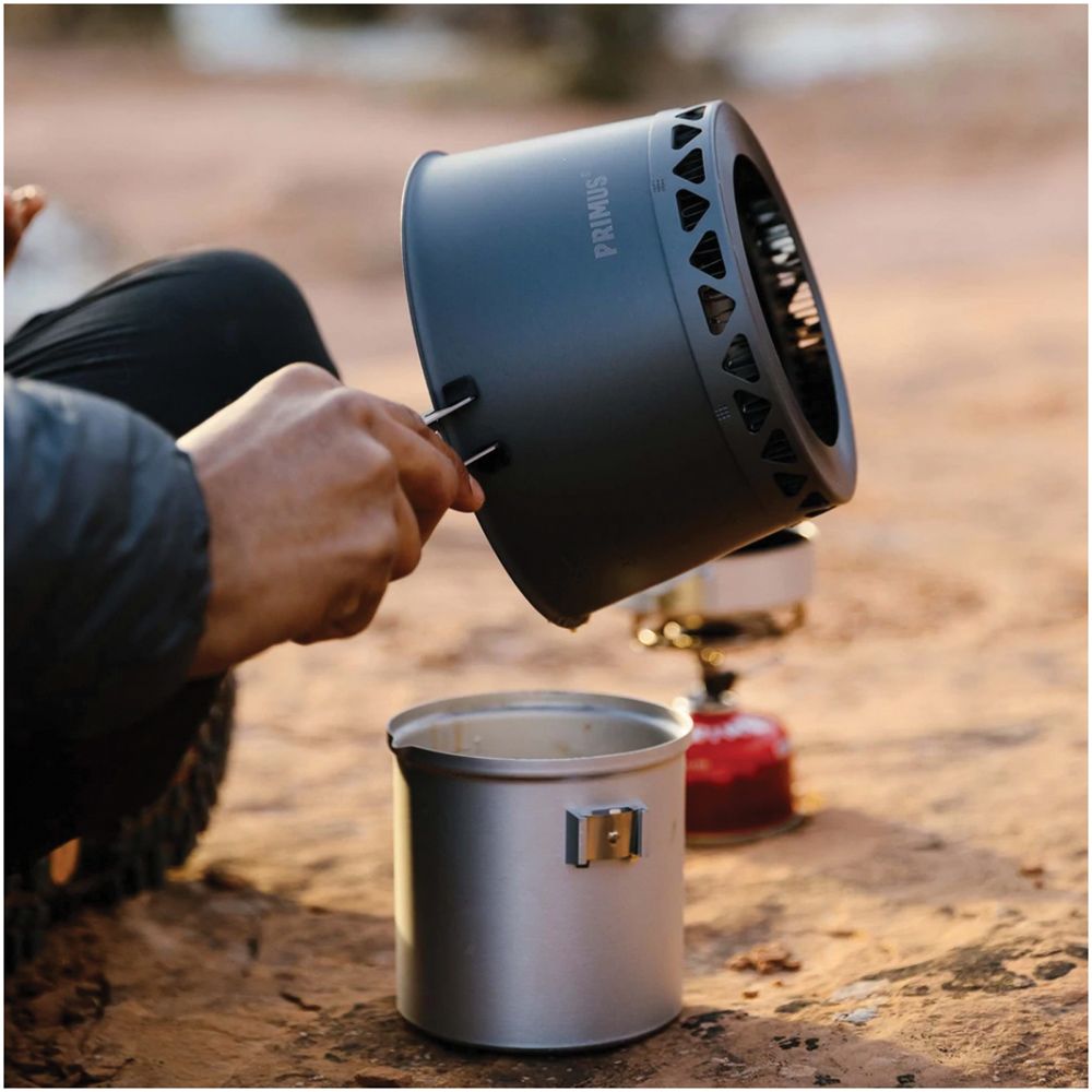 Primus Primetech Stove System with padded and insulated storage bag and foldable heat deflector