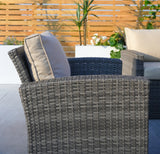 HomeRoots Outdoors - ECannes Variegated Grey 7-Piece Wicker Outdoor Sectional Set With Beige Cushions - 384146