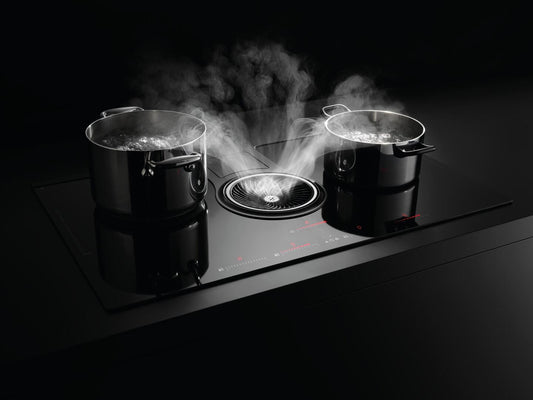 Elica - NIKOLA TESLA ONE - 32 5/8" W x 20 1/4" D x 8 1/4" H, Black Glass - Air Cooking Cooktops | ENT432BL