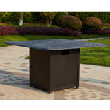 Darlee - Mountain View 9-Piece Patio Counter Height Propane Fire Pit Bar Set with 64'' Square Fire Pit Bar Table and Fireglass  - 201610-9PC-60GHW