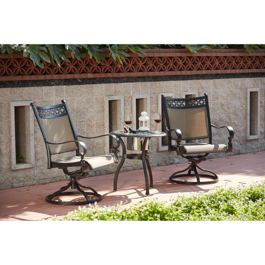 Darlee - Mountain View 3-Piece Patio Bistro Set with 24'' Round Ice Bucket End Table  - 201610-3PC-60RQ