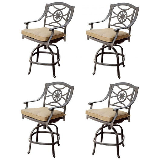 Darlee - Ten Star Patio Counter Height Swivel Bar Stool with Cushion (Set of 4) - DL503-7CH-4