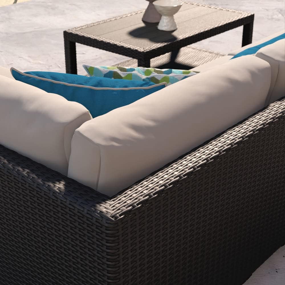 Portofino Comfort Gray 5-Piece Aluminum Patio Conversation Sectional Seating Set with Sunbrella Dove Cushions