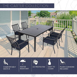 Mod Furniture - Carter 7-Piece Dining Set with 6 Navy Padded Dining Chairs and 72 in. x 40 in. Slat Table | CARTDN7PC-NVY