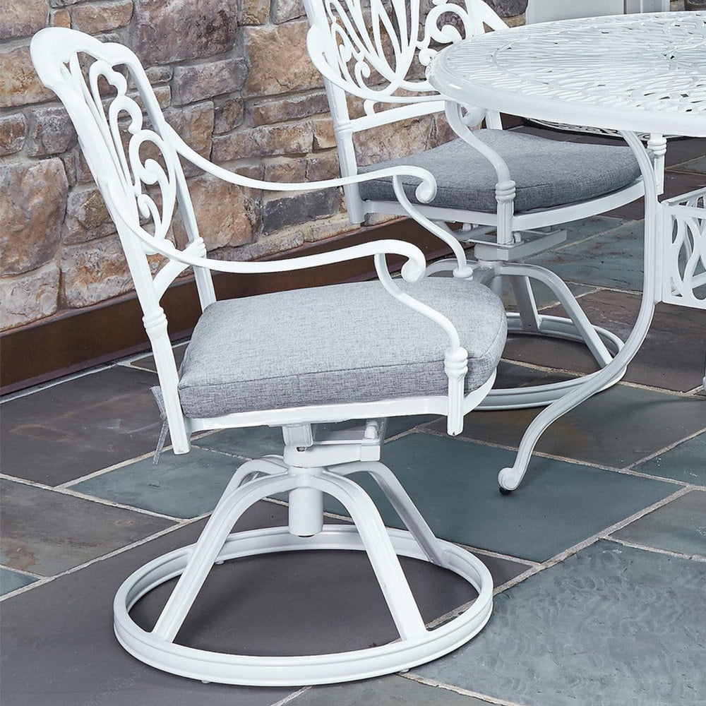 Capri White Outdoor Swivel Rocking Chair by Homestyles - White - Aluminum - 6662-53