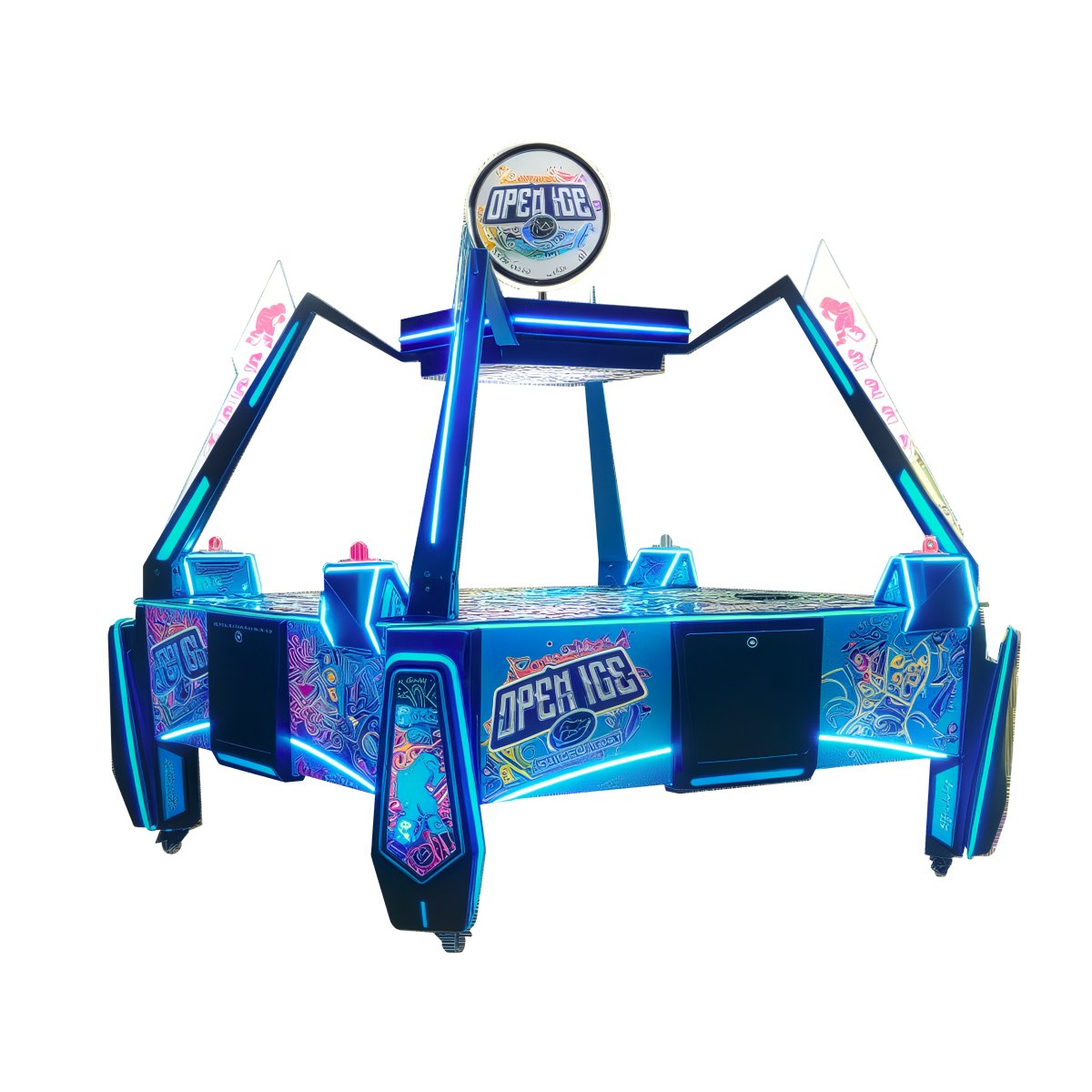 Barron Games - Open Ice Quad - The Ultimate 4 Player Air Hockey Experience!