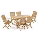 Westminster Teak - 7 Piece Nevis Barbuda Teak Dining Set Rectangular 60” Folding Table - 70048