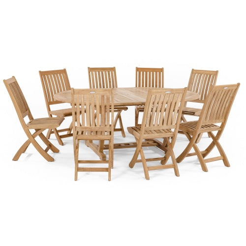 Westminster Teak - 9 Piece Barbuda Martinique Dining Set Oval 74.5" Extendable Table - 70060