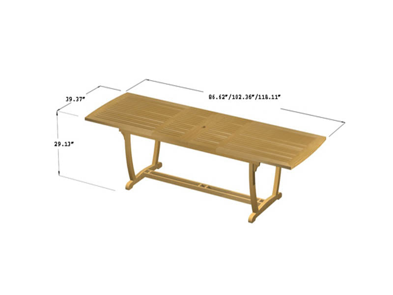 Westminster Teak - Grand Veranda Teak Picnic Set Rectangular 118" Extendable Table - 70065