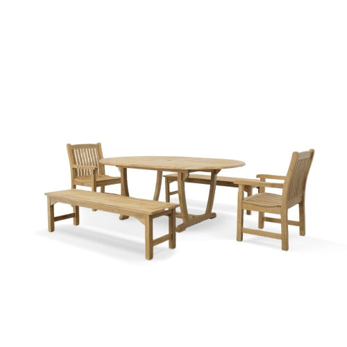 Westminster Teak - Martinique Table Chair & Bench Dining Set Oval 74.5" Extendable Table - 70077