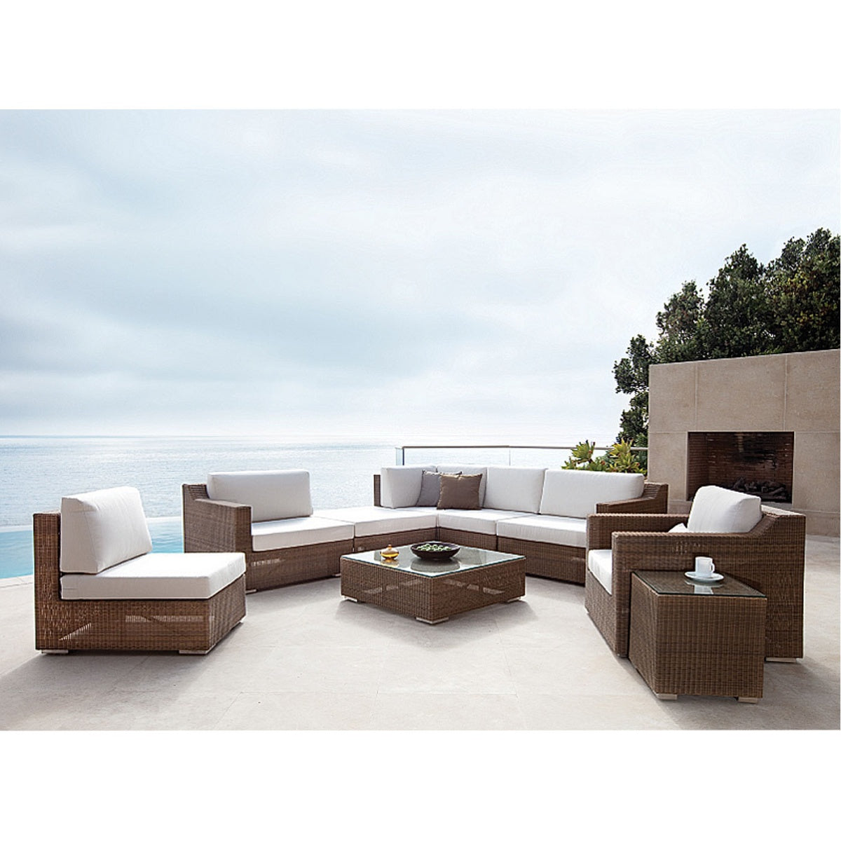 Westminster Teak - 9 Piece Sofa Sectional Set High End Synthetic Wicker - 70240