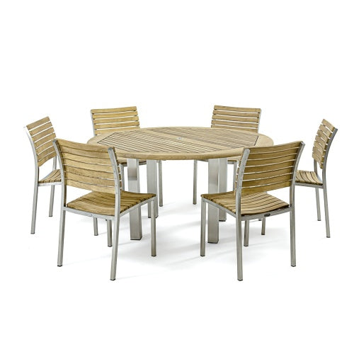 Westminster Teak - Vogue Dining Set for 6 Round 60" Dia Table - 70439