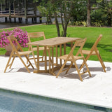 Westminster Teak - Surf Nevis Teak Dining Set for 4 Rectangular 60” Folding Table - 70475