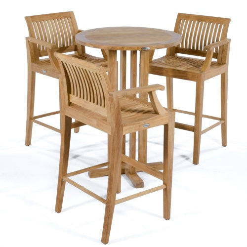 Westminster Teak - Laguna 4 Piece Teak Pub Set Round 30" Dia Bar Table - 70504